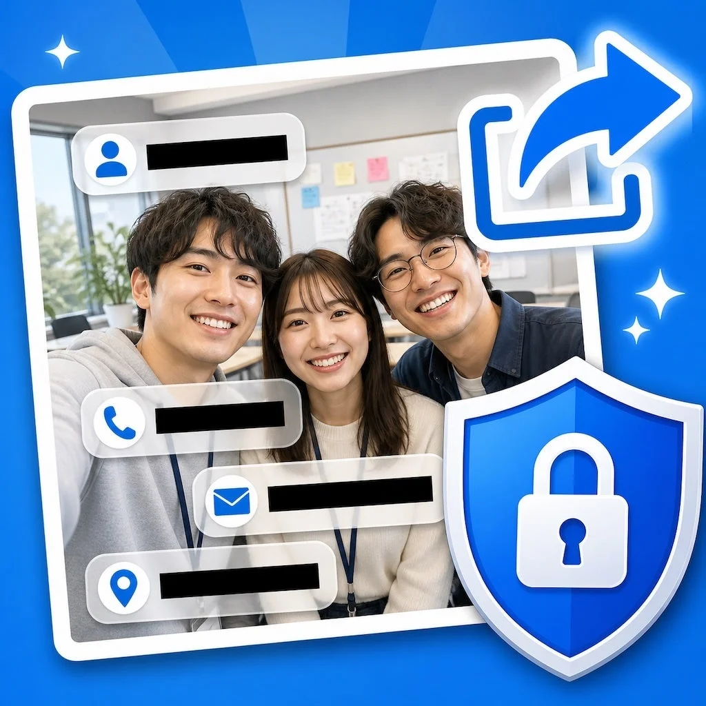 グループ写真とプライバシーアイコン