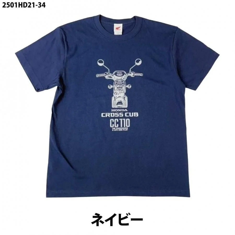 ネイビーのクロスカブTシャツ
