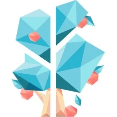 青い幾何学的な木のイラスト