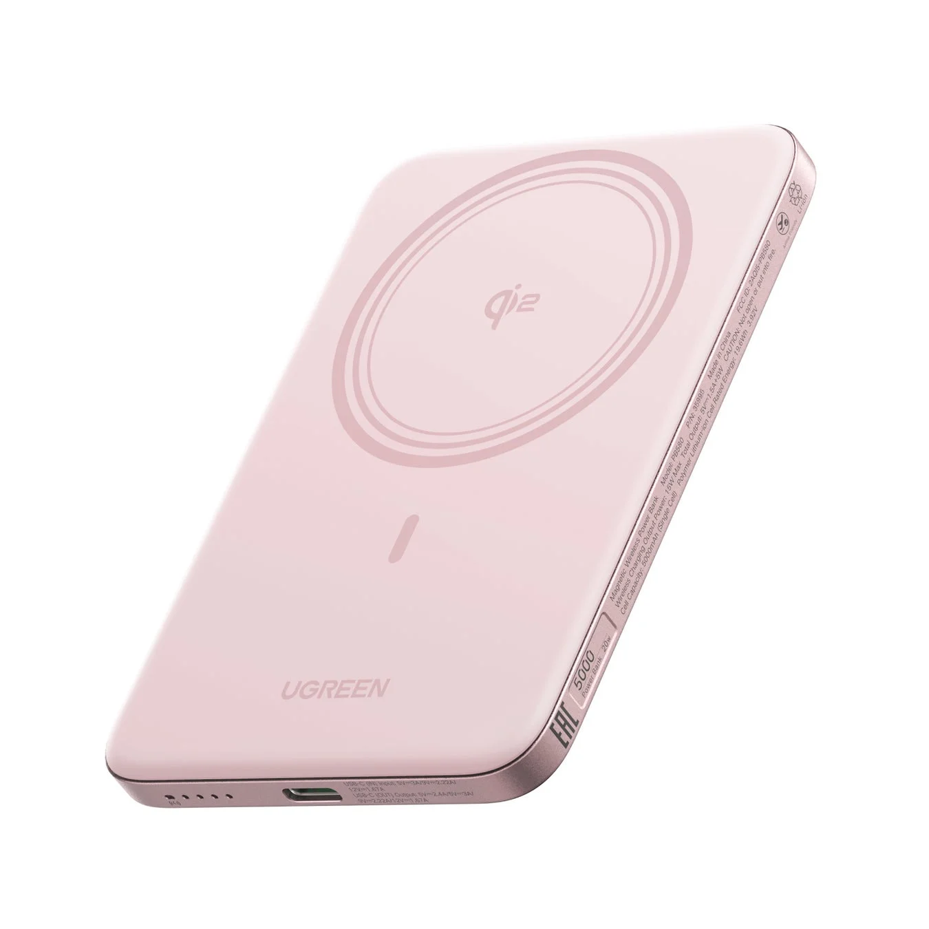 UGREEN MagFlow Air 5000mAh モバイルバッテリー ピンク