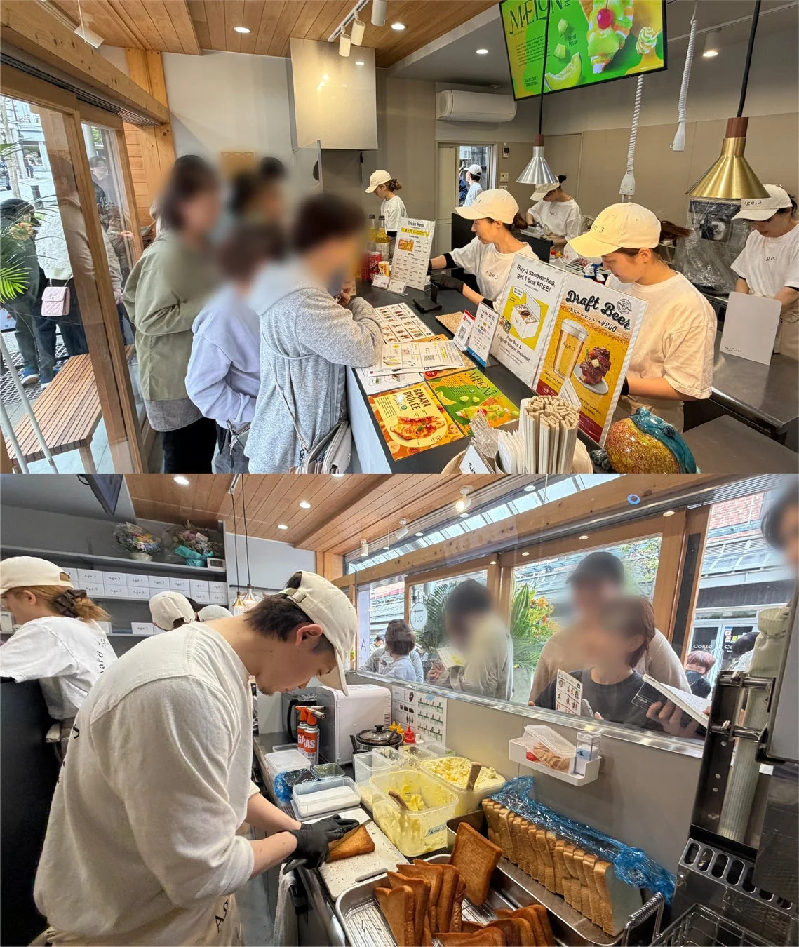 調理中のスタッフとカウンター