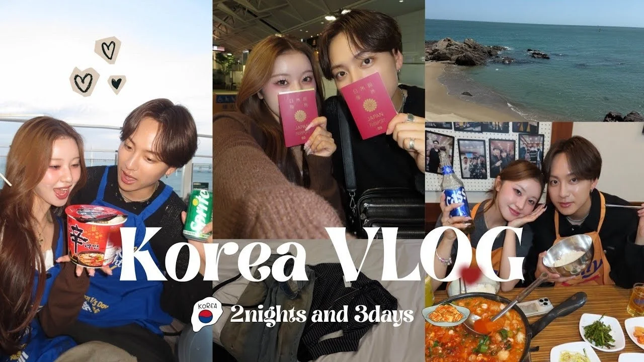 韓国を2泊3日で旅行するVLOGのコラージュ