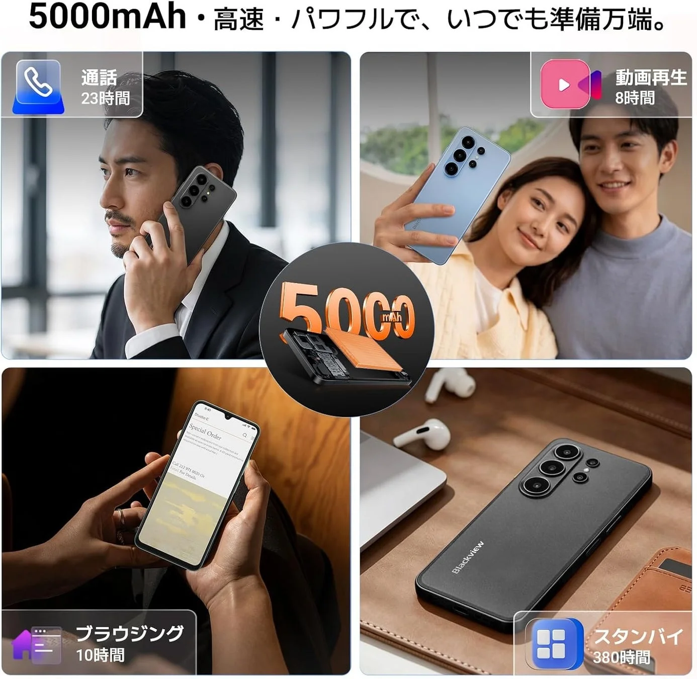 Blackview Wave 10Cの5000mAhバッテリーに関する画像