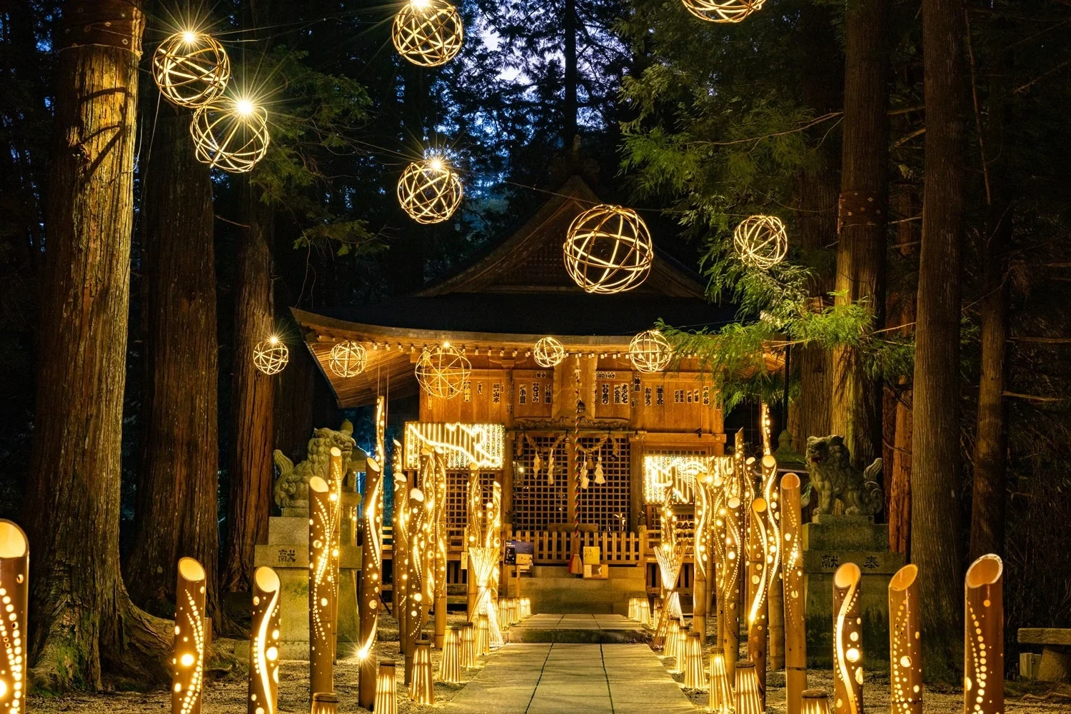 神社と竹灯籠