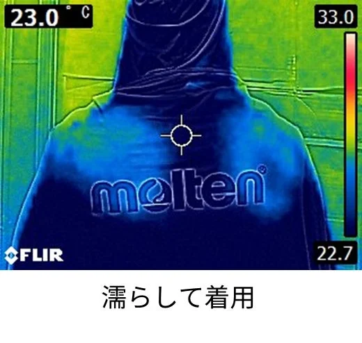 濡らして着用後のサーモグラフィー