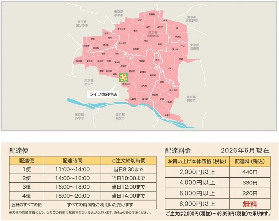 配送エリア・料金イメージ
