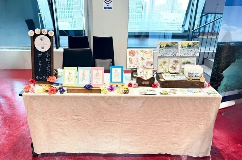 似顔絵ワークショップの様子