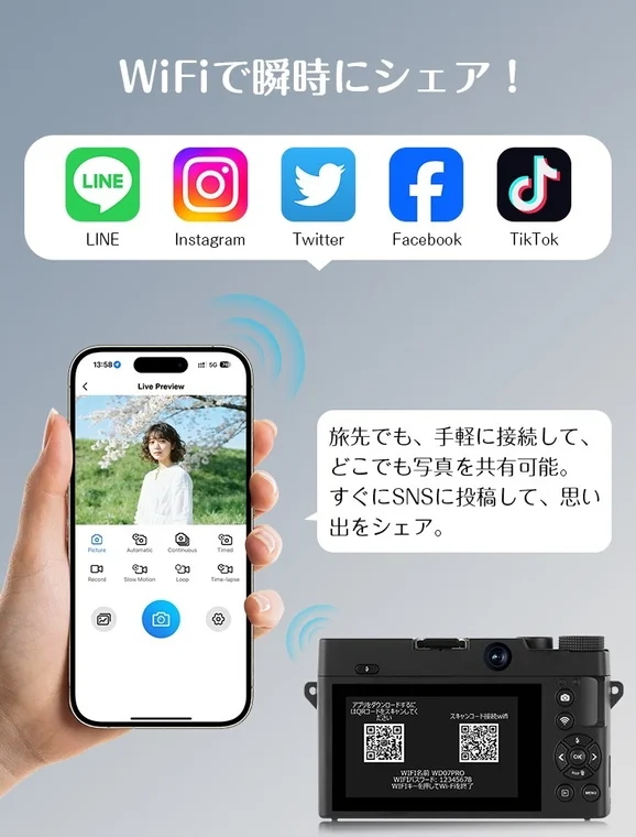 WiFi機能で瞬時にシェア