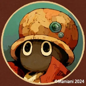 茶色い帽子と赤いコートを着用した、大きな瞳が特徴の可愛らしいキャラクターのイラスト