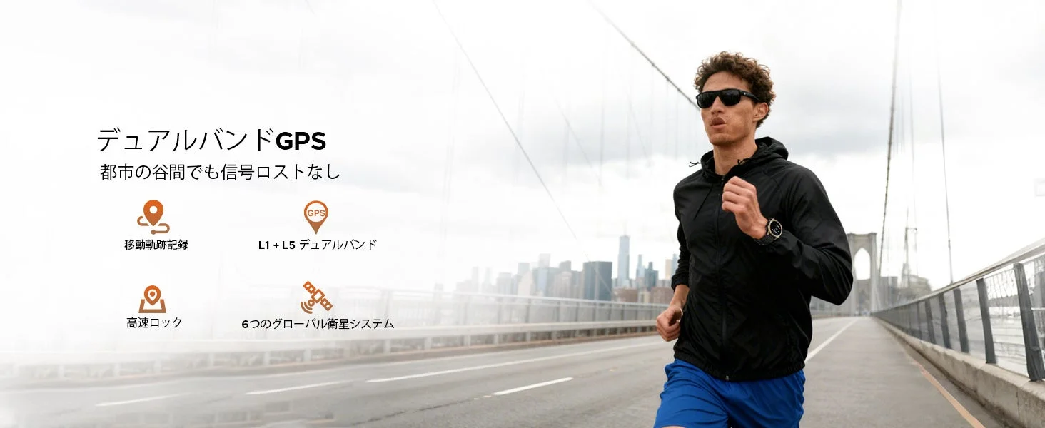 デュアルバンドGPS 都市の谷間でも信号ロストなし