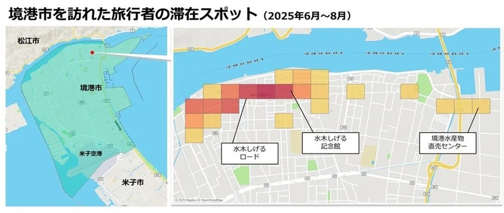 境港市を訪れた旅行者の滞在スポット