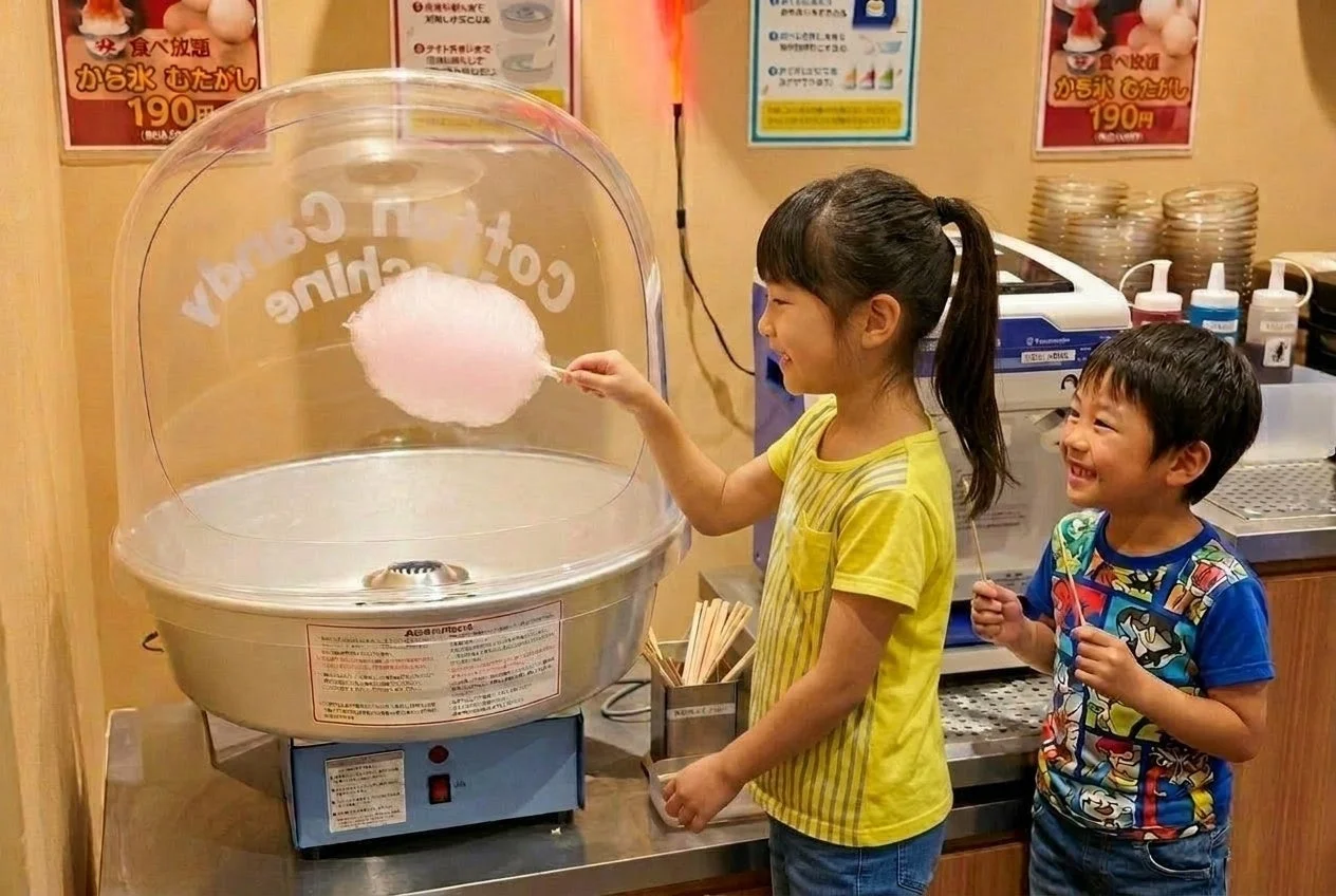 わたあめを作る子供たち