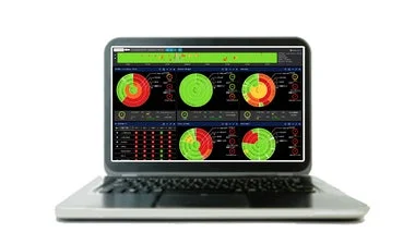 ノートパソコンの画面にデータ可視化ダッシュボード