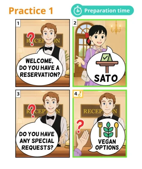 ホテル受付での会話練習のイラスト