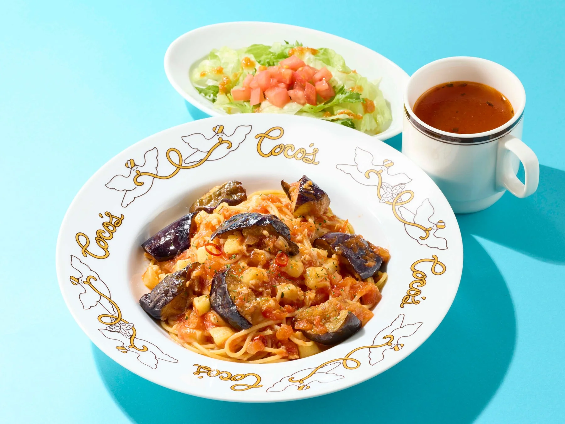 揚げなすのモッツァレラトマトパスタランチ