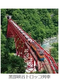 黒部峡谷を走るトロッコ列車