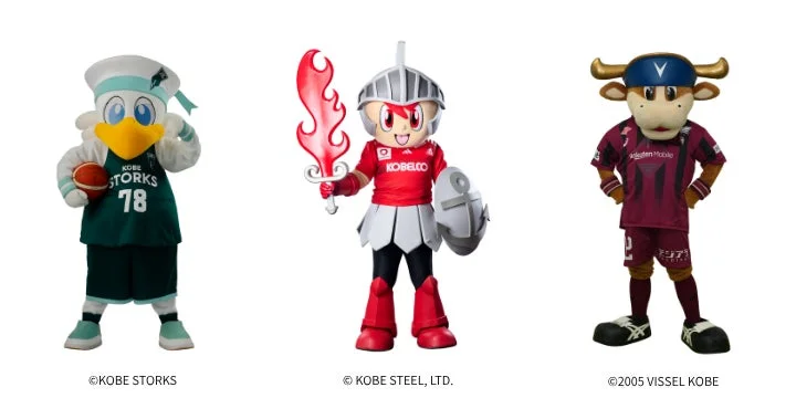 神戸の3つのスポーツチームのマスコットキャラクター