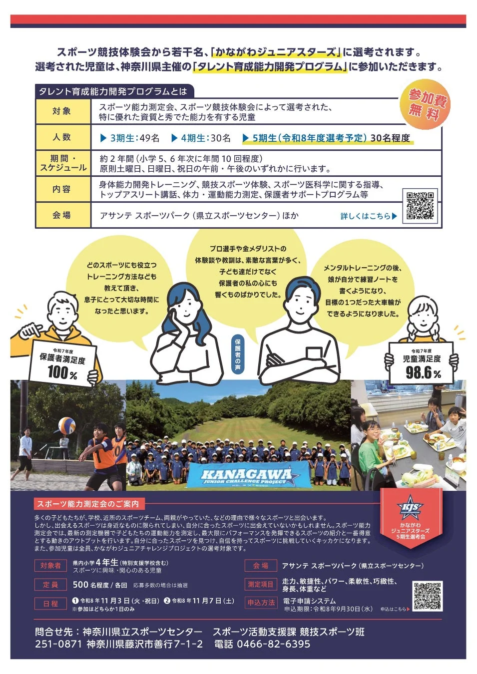 タレント育成プログラムと測定会案内