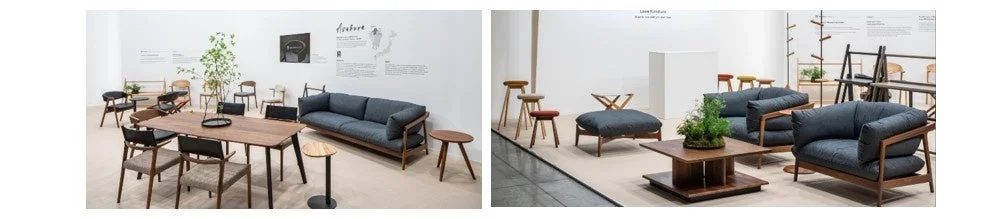 モダンな木製家具が展示されたショールームの様子