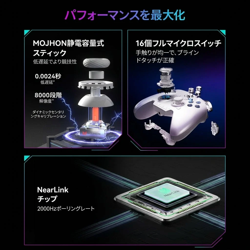 高性能ゲームコントローラーの技術的な特徴