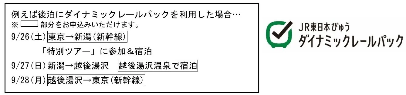 JR東日本びゅうダイナミックレールパックの利用例