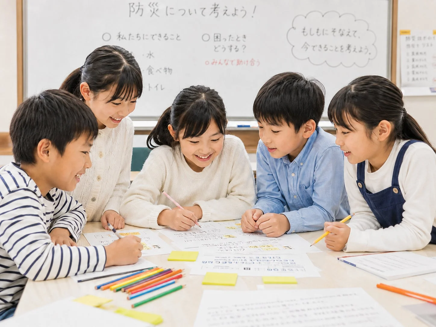 小学生が防災について学ぶ様子
