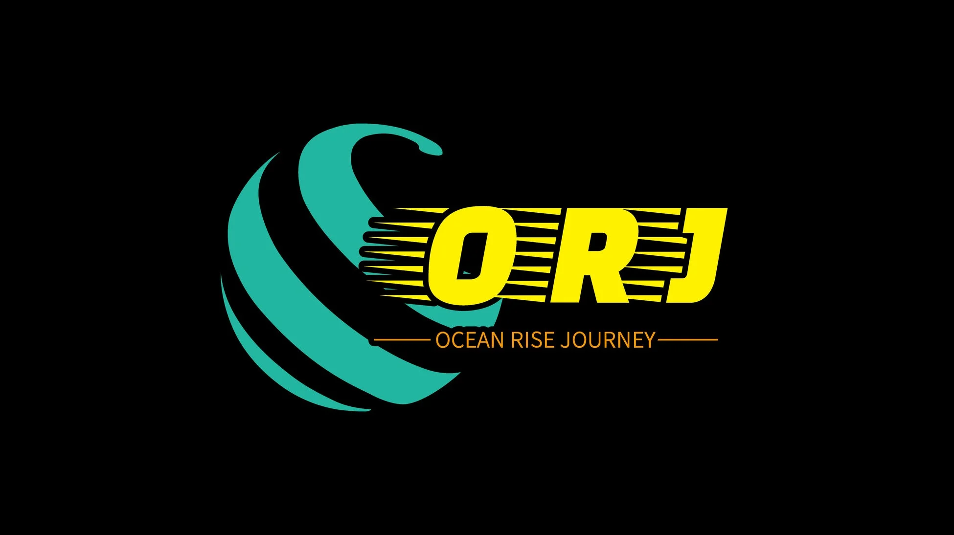 黒い背景に「ORJ」という黄色い文字と「OCEAN RISE JOURNEY」という文字が書かれたロゴマーク
