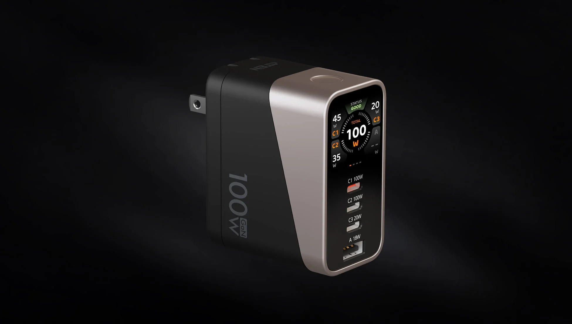 100W GaNスマートディスプレイ充電器