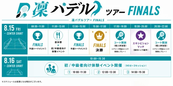 パデルツアーFinalsのタイムスケジュール