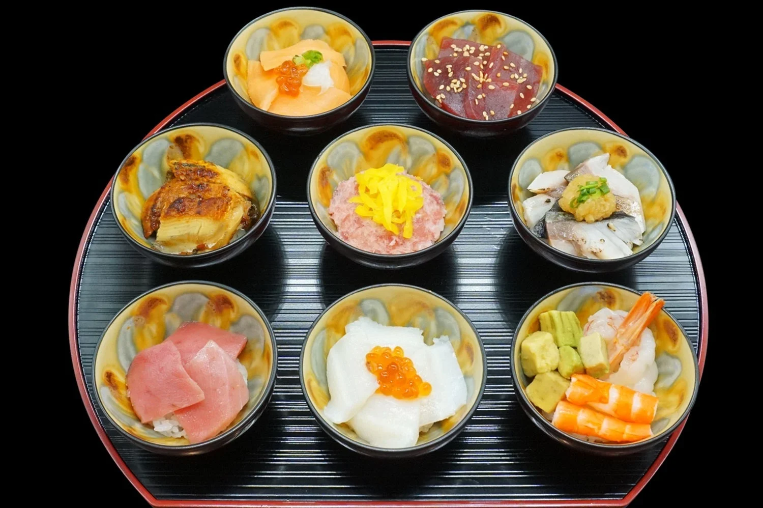 8種の姫丼の盛り合わせ
