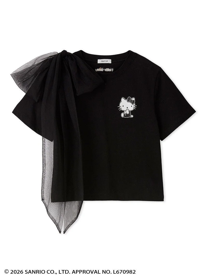ハローキティ2wayチュールリボンTシャツ(ブラック)