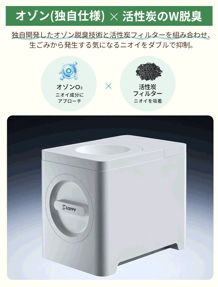 オゾンと活性炭のW脱臭システム