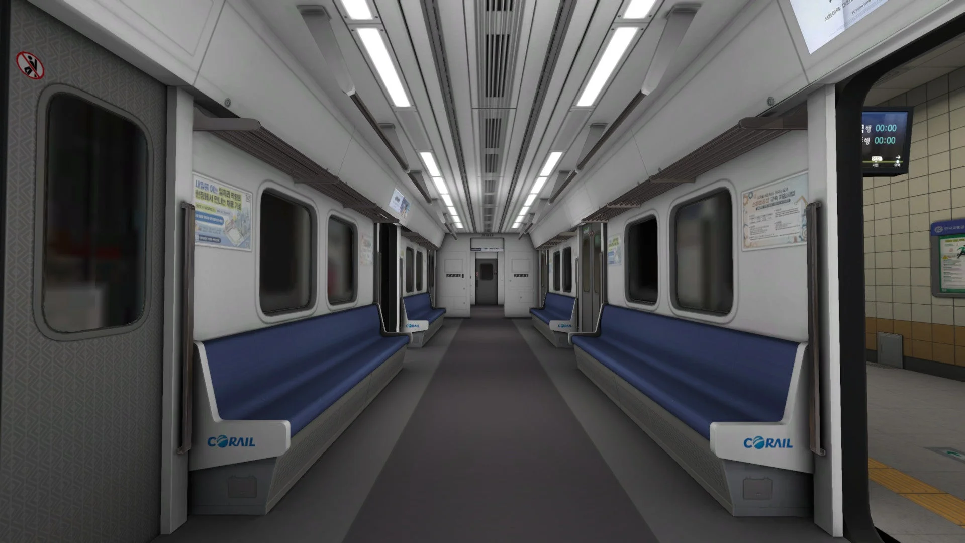 誰も乗っていないモダンな電車内