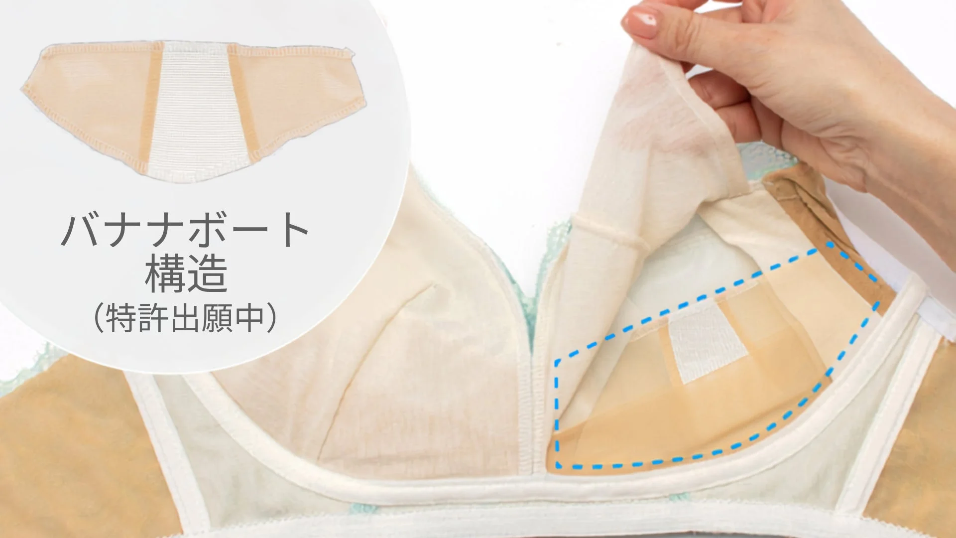 ブラジャーのカップ内部にある「バナナボート構造」