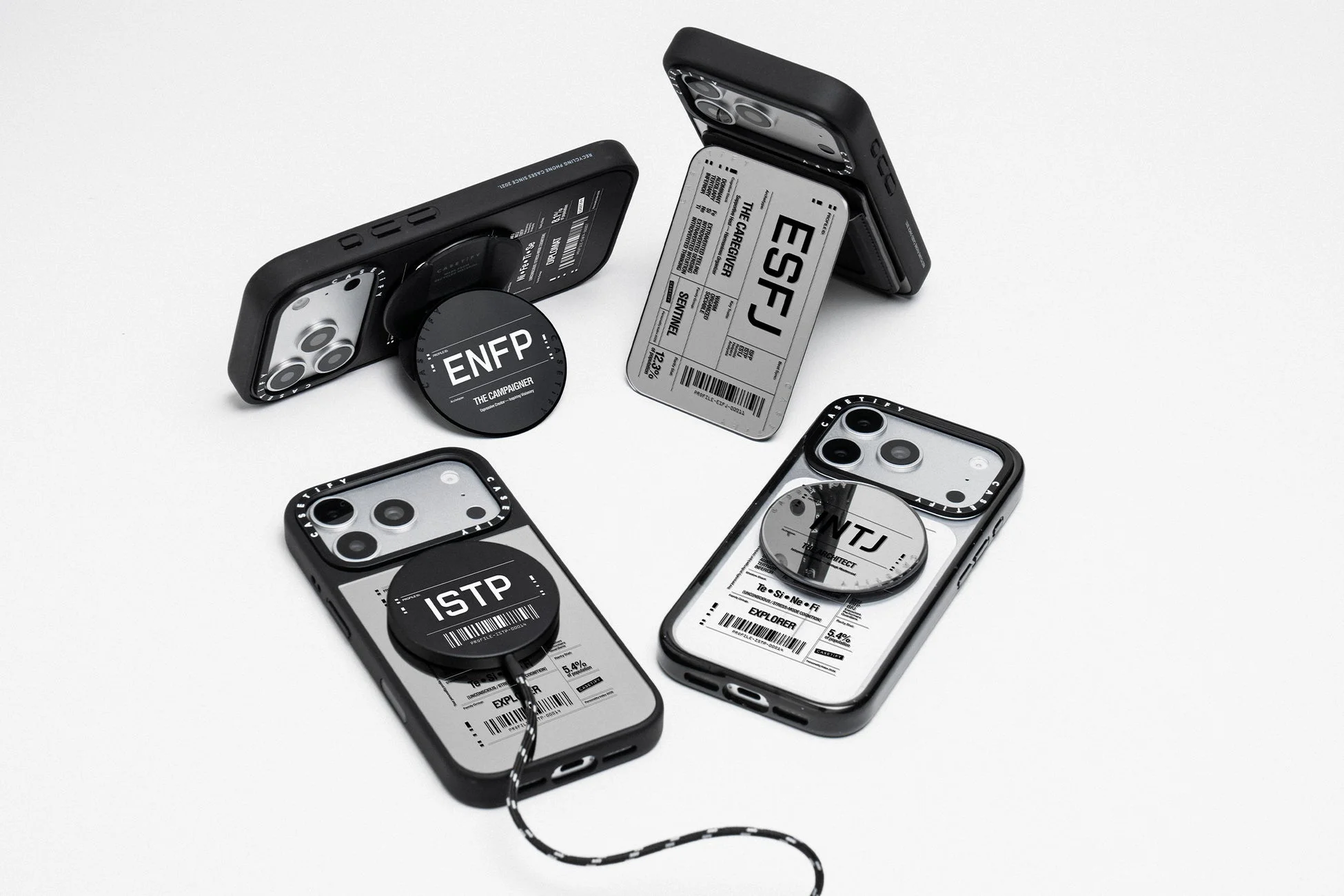 MBTIの性格タイプをモチーフにしたCASETiFY製iPhoneケースとPopSockets