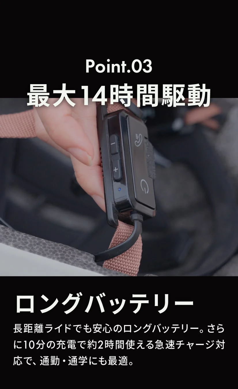 最大14時間駆動ロングバッテリー