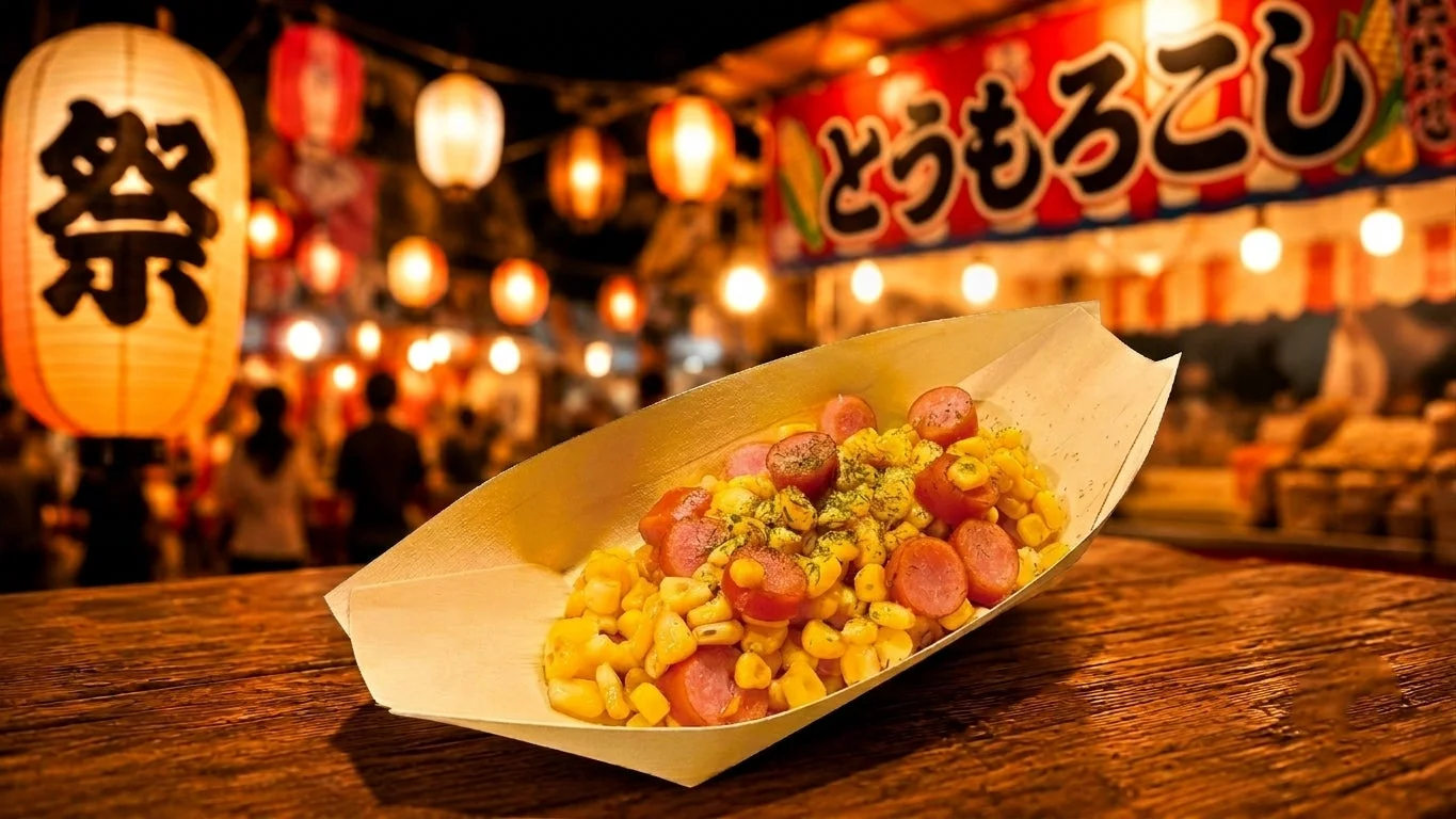 焼きとうもろこしとソーセージ