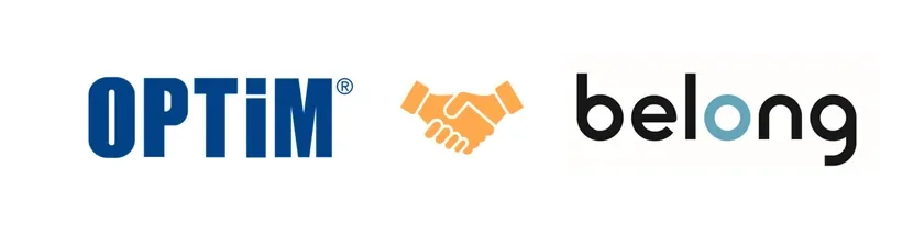 OPTIMとbelongの二つの企業ロゴが並び、その間に握手のアイコンが配置された画像です。これは両社の提携や協業を示唆しています。