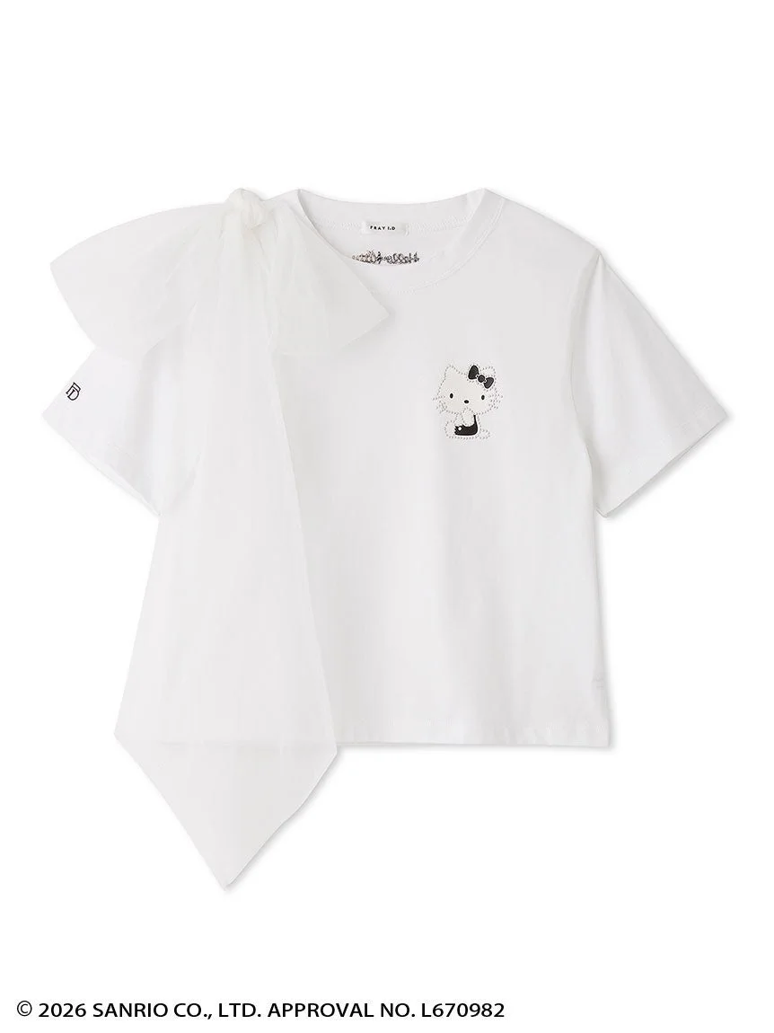 ハローキティ2wayチュールリボンTシャツ(ホワイト)