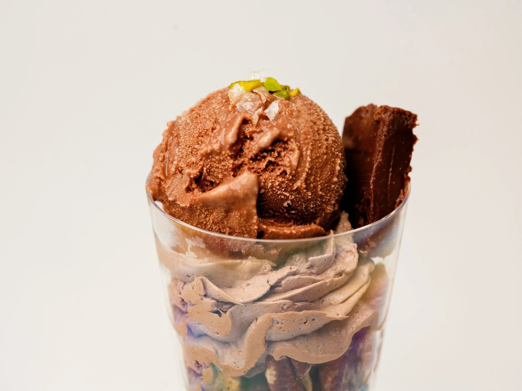 チョコレートアイスクリームのクローズアップ