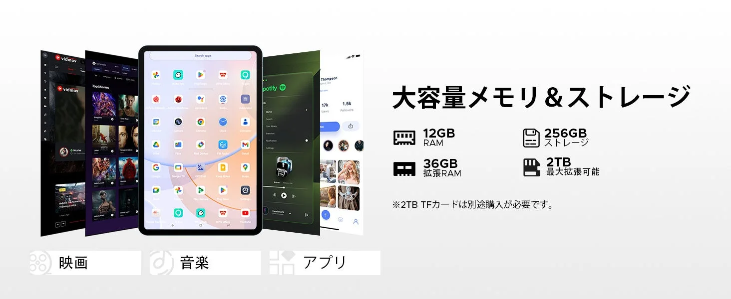 Widevine L1対応、大容量メモリとストレージ