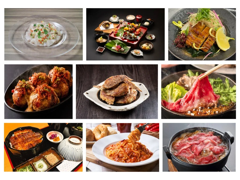 様々な料理のコラージュ