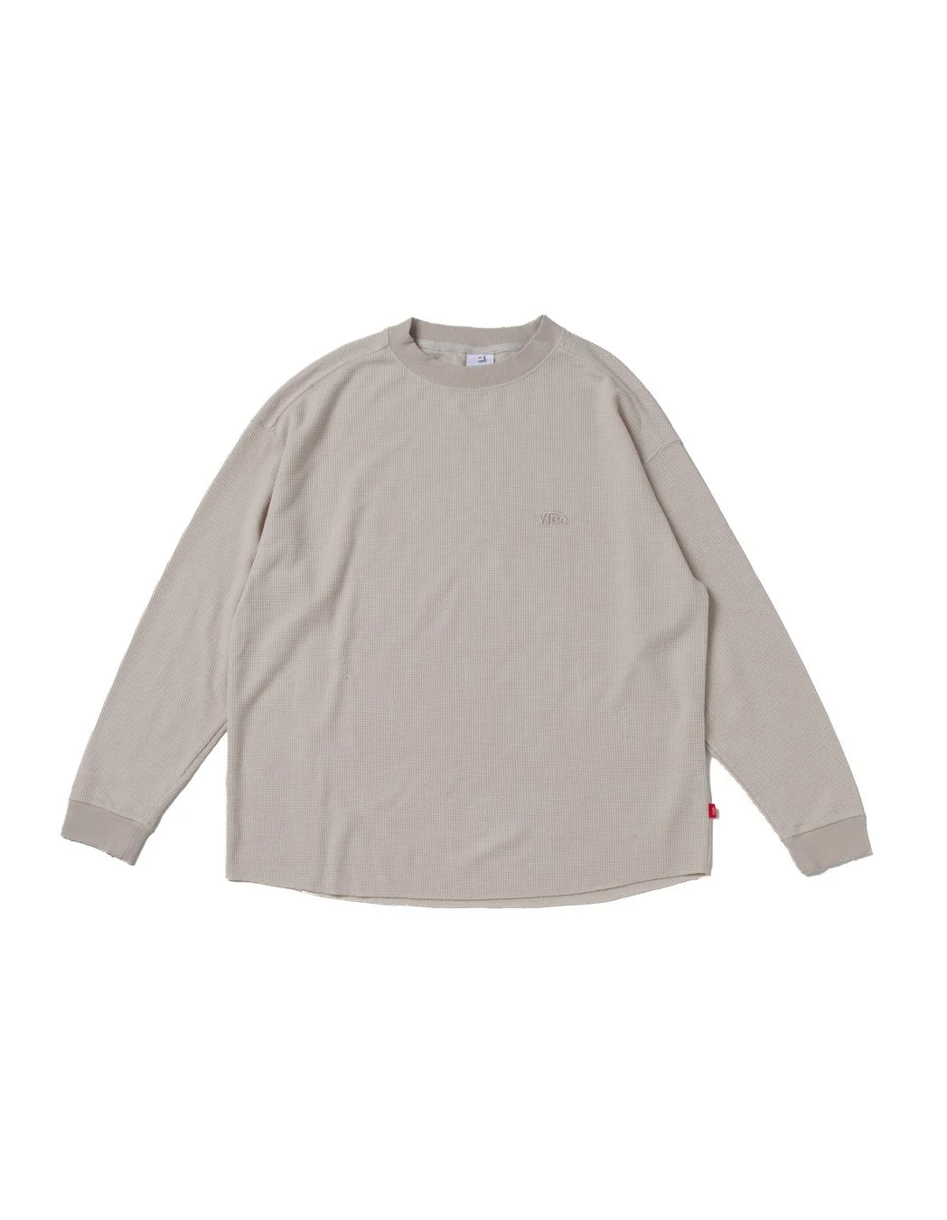 ベージュの長袖ワッフルTシャツ