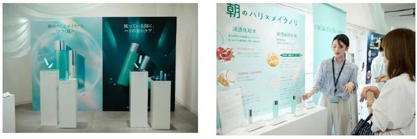 発表会での商品展示と説明