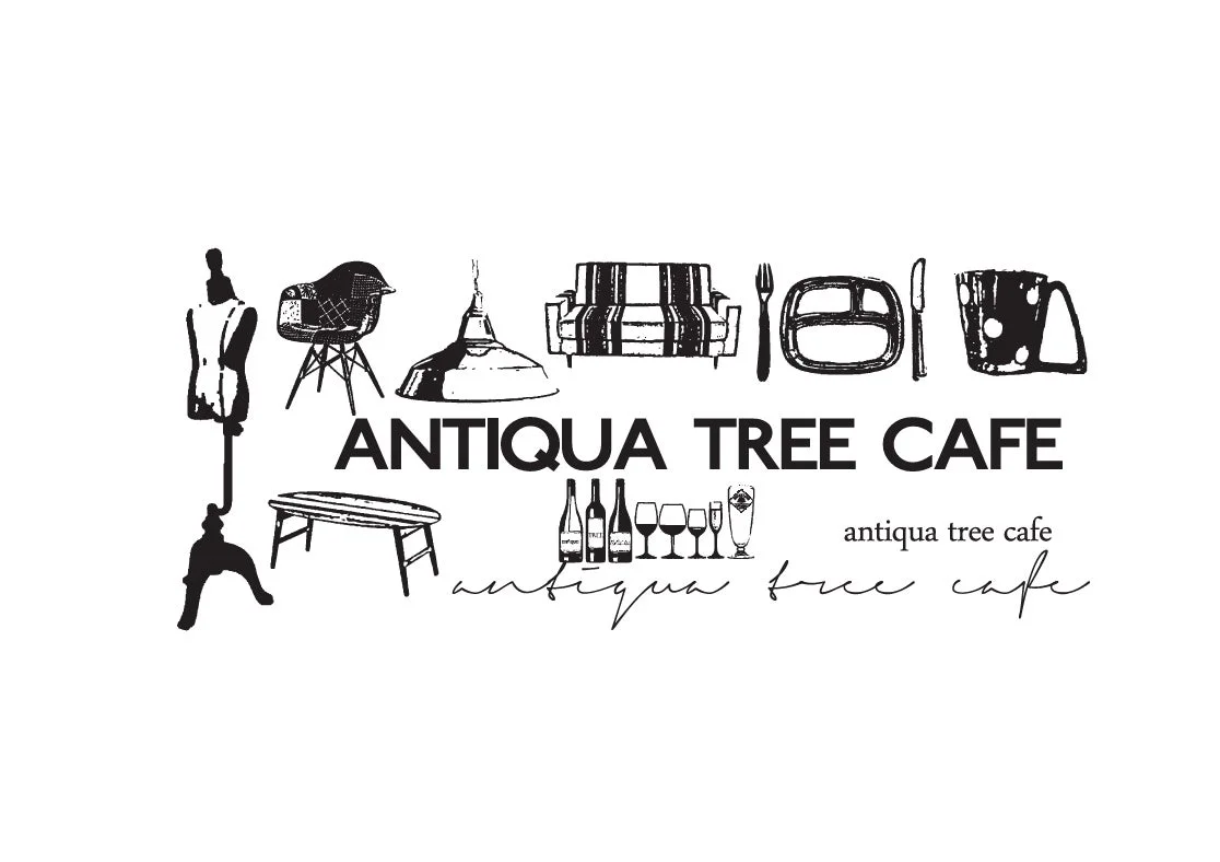 ANTIQUA TREE CAFEのロゴとイラスト