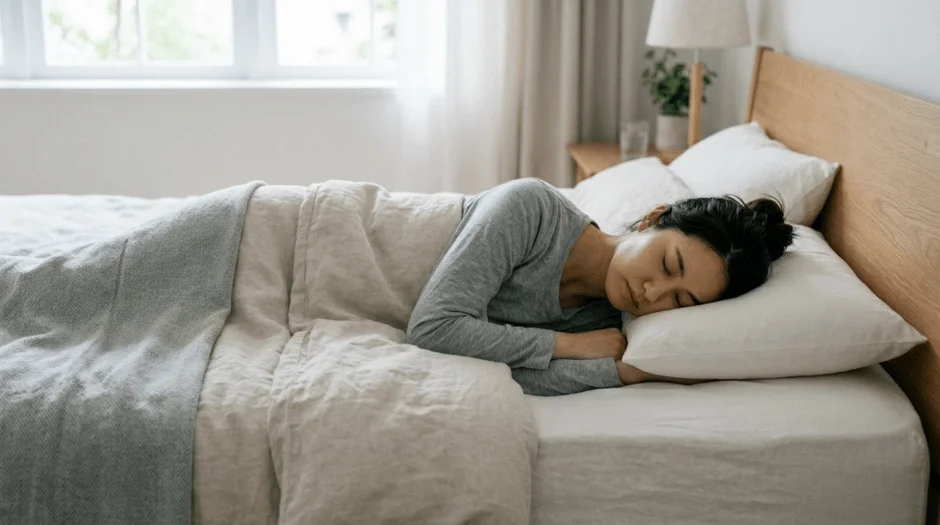 ベッドで眠る女性