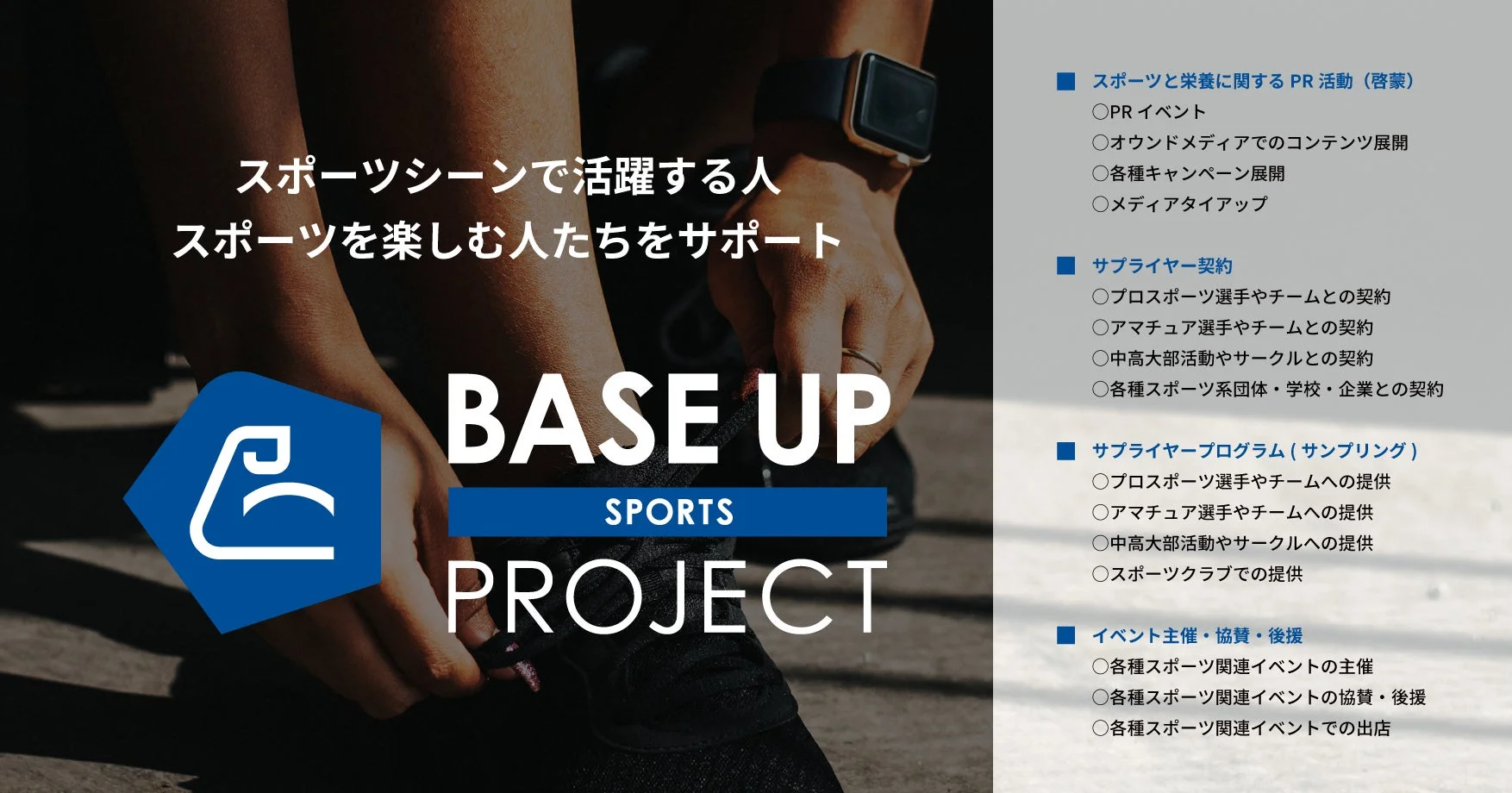 BASE UP SPORTS PROJECTの活動内容を示す図