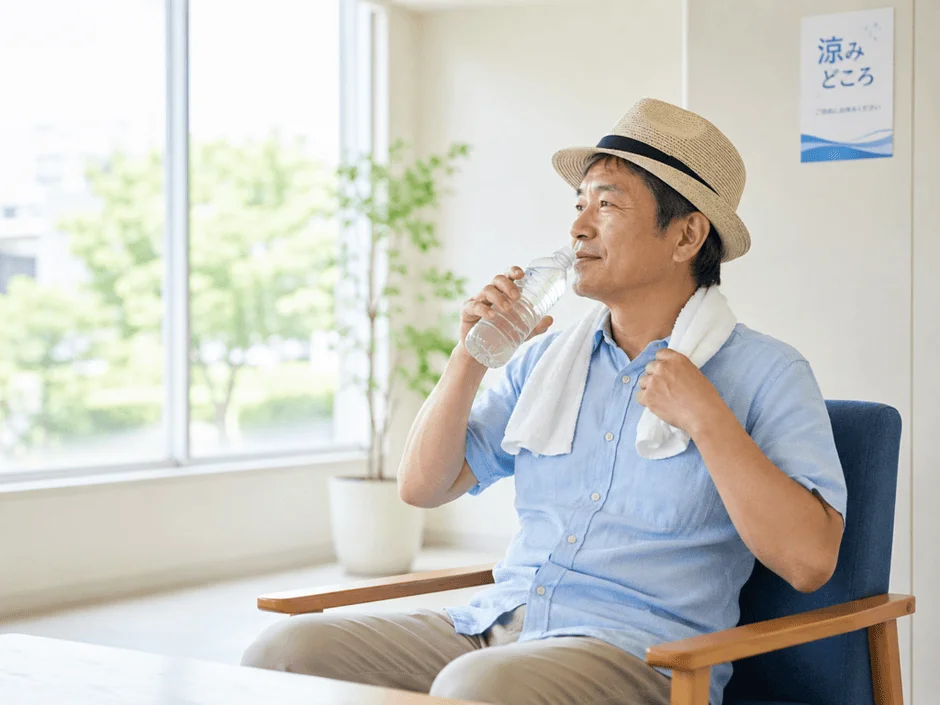 水分補給をする男性