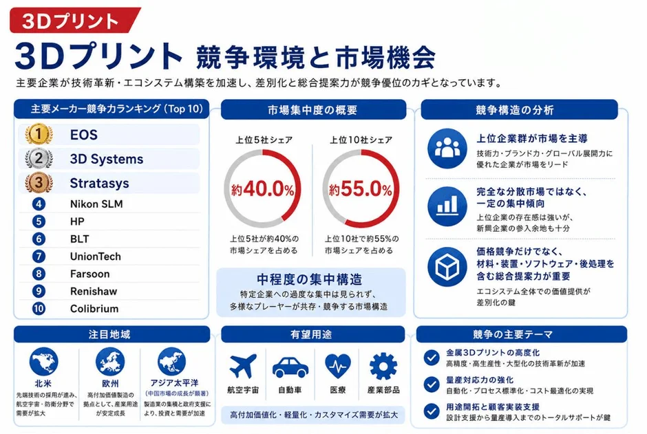 3Dプリント競争環境と市場機会
