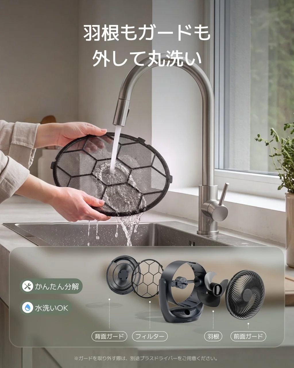羽根やガードの丸洗い